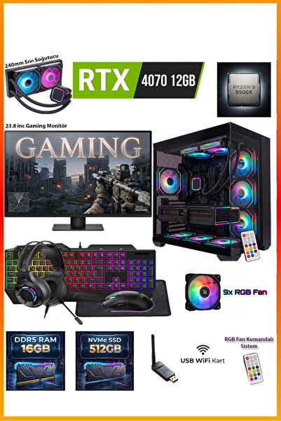 COMLOJI GA-Deluxe RTX 4070 12GB Ryzen 9 9900X 16GB DDR5 512GB M.2 Sıvı Soğutm...