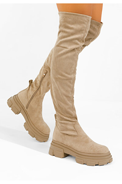 B T Shoes Αντελίνια χακί μπότες πάνω από το γόνατο