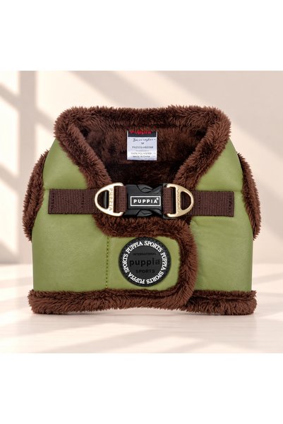 puppia Köpek Göğüs Tasması – Haki Peluş Astarlı Yelek Model