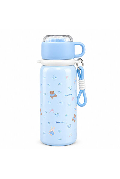 Hibobi Premium 620ml 3-in-1 Kids Stainless Steel Water Bottle with Straw, Dir...