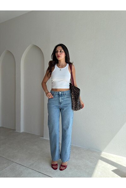 Mooi Butik ROKO Mom Jean 4136 - Buz Mavisi