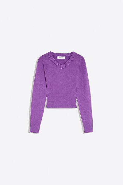 Bershka Nakışlı V yaka kazak