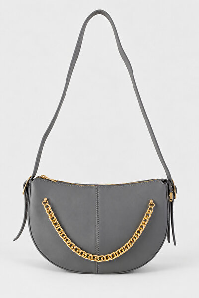 birizmoda Marly women's faux leather shoulder bag with chain accessory - grey