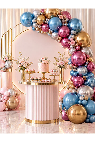mucit home 50 Adet 12 İnç Metalik Balon Seti – Balon Pompası ve Balon Zinciri – Doğum Günü, Baby Shower, Düğün Nişan ve Kına Parti Süsleri