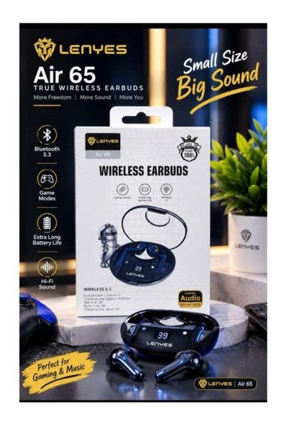 Lenyes سماعات أذن لاسلكية Air 65، تتميز بتقنية بلوتوث 5.3، وشاشة LED لعرض حال...
