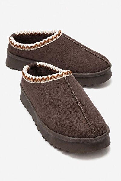 CCWAY AYAKKABI Low-Sole Fur Slippers Brown