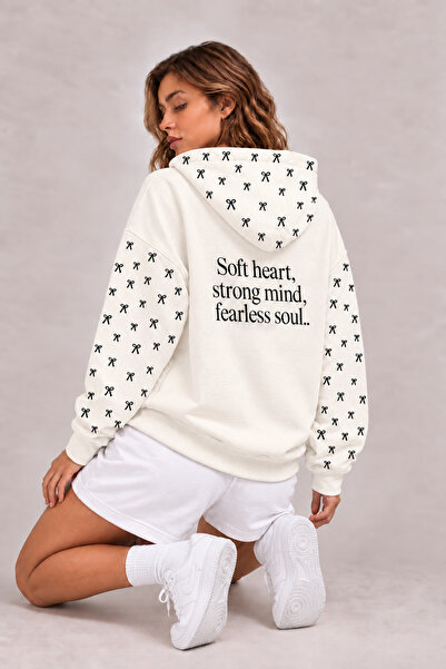 LG LAGULER Kadın Oversize Sweatshirt Hoodie Puantiye Kapüşonlu, Kanguru Cep, ...