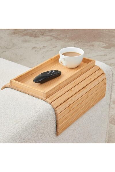 Yelajoy Bamboo Sofa Arm Tray, Anti-Dropping Couch, Foldable Sofa Couch Arm Ta...