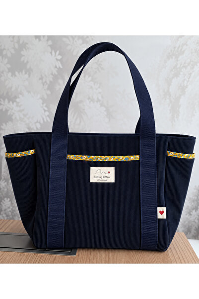 Genel Markalar Rose kadife lacivert Tote Bag kadın çanta 7 cepli