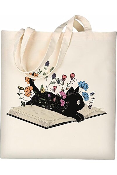 KASTWAVE Cat Canvas Tote Bag, Cute Animal Aesthetic Tote Bag for Women, Reusa...