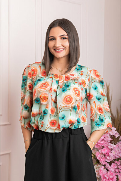 OEM Bluza eleganta Anastasia cu imprimeuri florale - Orange