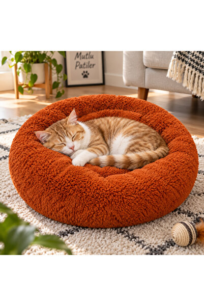 Genel Markalar Aslia Kedi Yatağı Peluş Simit Yatak – Yumuşak ve Konforlu Kedi...