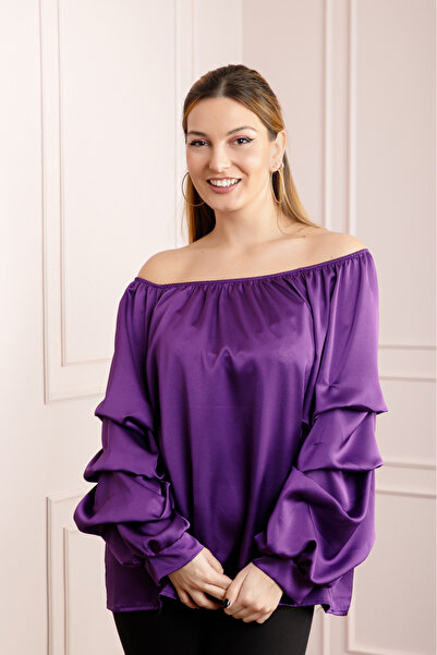 OEM Bluza mov eleganta cu maneci bufante