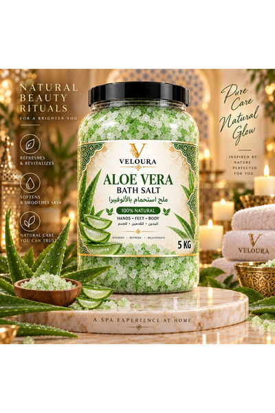 Veluora ALOE VERA SPA SALT 5KG – SOOTHING & REFRESHING BATH SALT FOR BODY & F...