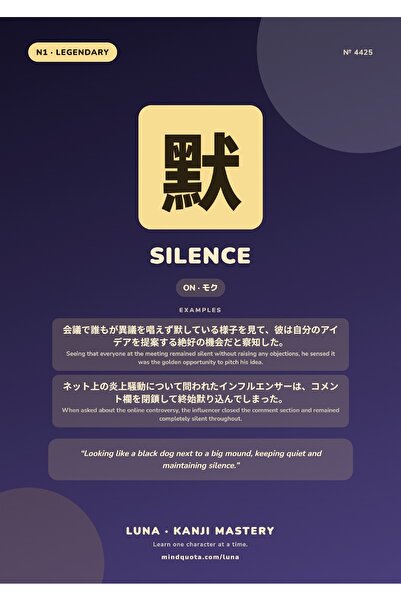 OEM Poster Infografic Kanji Tacere, Arta Caligrafie Japoneza, Carton 250g, A4