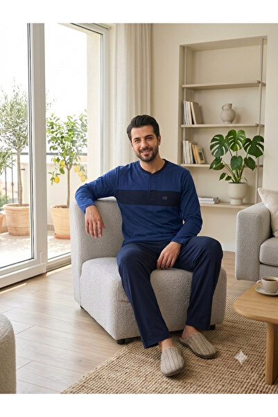 MODAREYA ΑΝΔΡΙΚΟ ΣΕΤ ΠΙΤΖΑΜΑΣ ΜΕ ΜΑΚΡΙΑ ΜΑΝΙΚΙΑ, ΕΠΟΧΙΑΚΟ, ΜΕ ΤΡΙΑ ΚΟΥΜΠΙΑ, Σ...