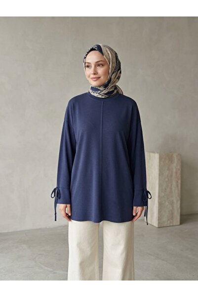 Foremia Pique Tunic with Sleeve Piping Detail - Navy Blue