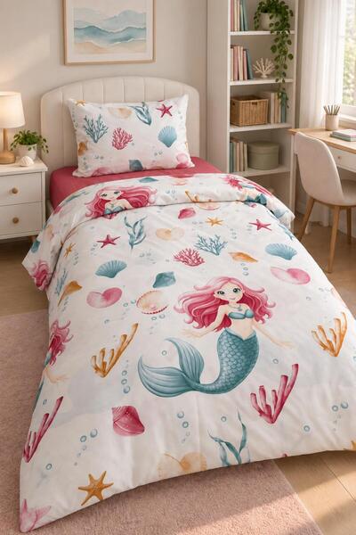 Eponj Home Easy-Iron Duvet Cover Set Single Size Mermaid Mint
