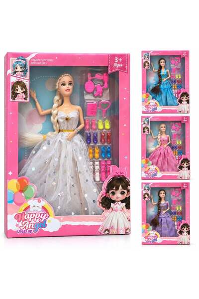 JML Papusa Mobila din Plastic 30cm, cu Rochie Eleganta, 8 Perechi de Pantofi ...