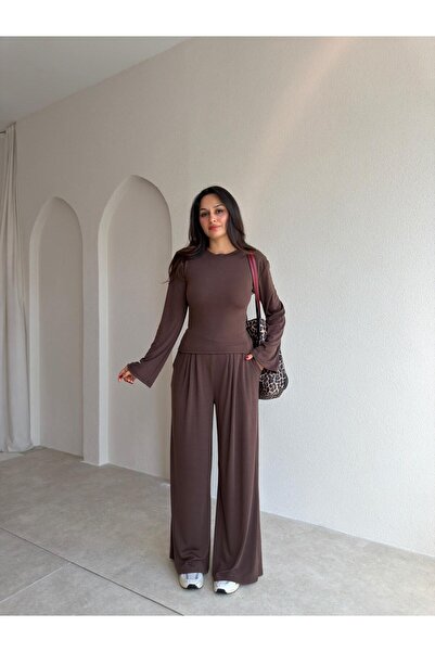 Mooi Butik HONEY Takım 5899 - Kahverengi