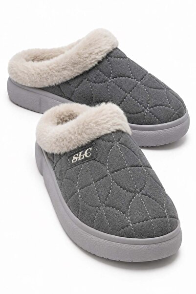 CCWAY AYAKKABI Women's Embroidered Gondola House Slippers Gray
