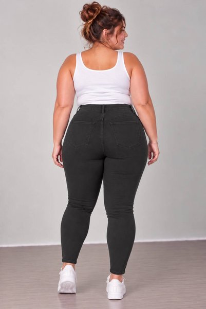 nd jeans Yeni Sezon Premium Büyük Beden Yüksek Bel Esnek Slim Fit Dar Paça Kadın Jean Kot Pantolon