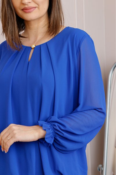 OEM Bluza eleganta dama Sheila din voal cu captuseala - Albastru regal