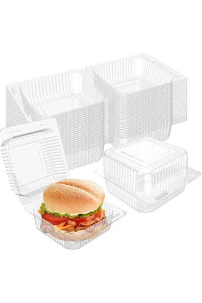 GENERAL JKJ&ZXZ100 Pcs Clear Plastic Hinged Take Out Containers Disposable Cl...