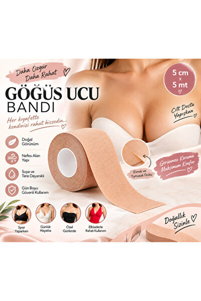 lavi&ela Ten Rengi Göğüs Ucu Bandı 5 cm x 5 Metre Göğüs Ucu Kapatıcı Bant 1 Adet