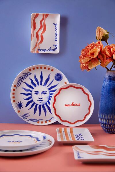 Rani Mobilya Rani Home Yemek Takımı (12 Parça) Mavi - Kırmızı HB-6839