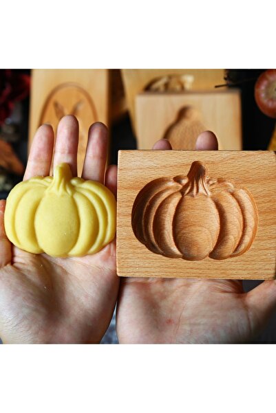 wood and craft Balkabağı Desenli Ahşap Kurabiye Kalıbı – 3 Boyutlu Kurabiye M...