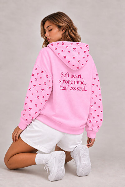 LG LAGULER Kadın Oversize Sweatshirt Hoodie Puantiye Kapüşonlu, Kanguru Cep, ...