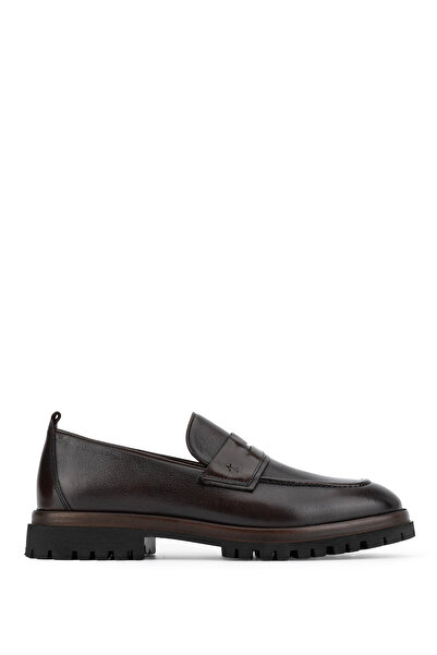 Tamer Tanca Men's Genuine Leather Brown Loafer Shoes