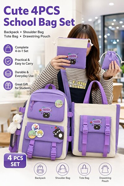 Generic 5Pcs Oxford Waterproof School Backpack Set Large Capacity Laptop Pock...
