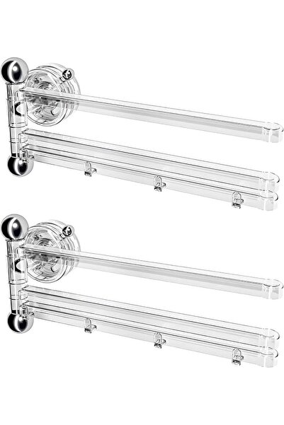 Generic 2 Pack Swivel Mounted Bathroom Towel Rack, 3-Arm Chrome-Plated Metal,...