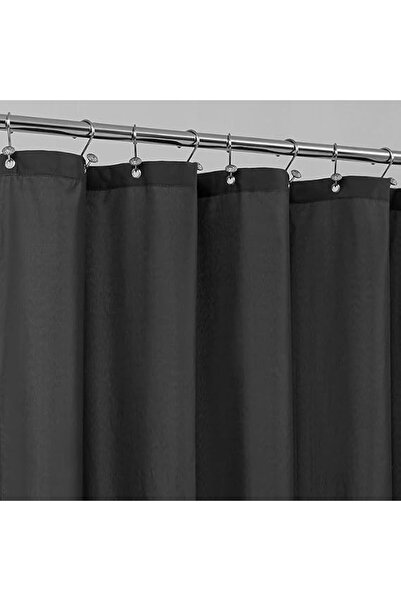 Generic Black Fabric Shower Curtain, Waterproof, 72x72 Inch, Solid Colour, Ba...