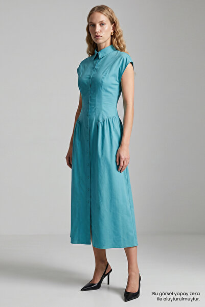 Exquise Low Sleeve Slim Fit Midi Dress