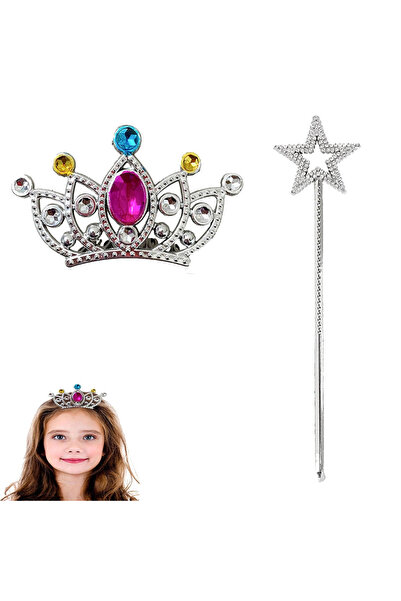 Lovesta Home Silver princess crown and princess star wand set for kids