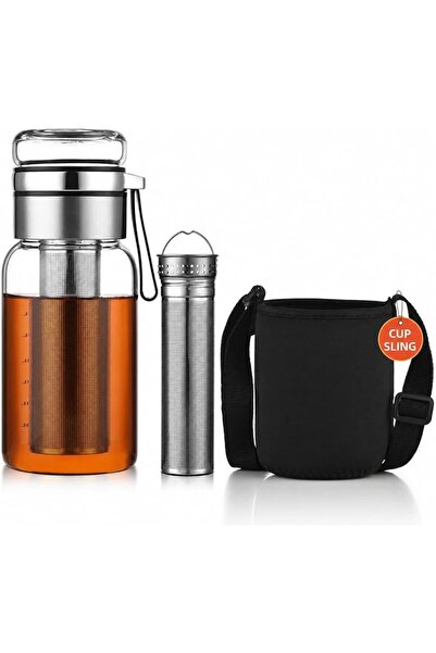 TERRIFI Glass Cold Brew Coffee Maker with Portable Cup Sleeve, 750ml Iced Cof...