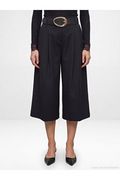 Dilvin 72804 Wide Leg Long Bermuda Shorts-Black