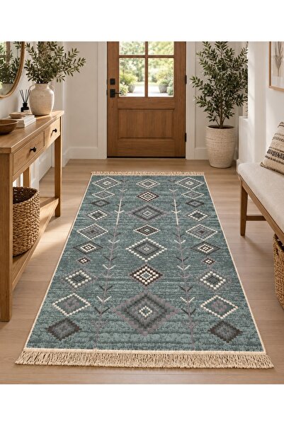 Safir Gold Kalite,Modern Özel Tasarım, Çift Taraflı Saçaklı Dokuma Kilim, Paspas, Yolluk, Makinede Yıkanabilir| salon, yatak odası, mutfak, banyo