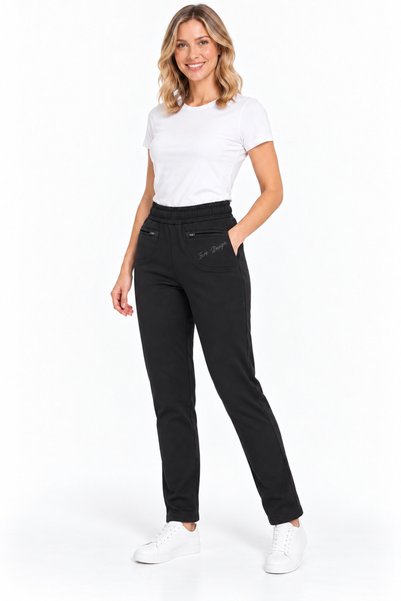 FORE SPORT Women's Black Two-Threaded Elastic Waist Zipper Pocket Sweatpants