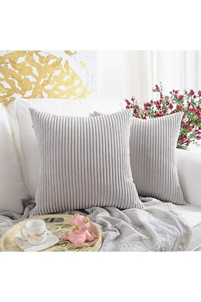 MERNETTE Pack of 2, Corduroy Soft Decorative Square Throw Pillow Cover Cushio...