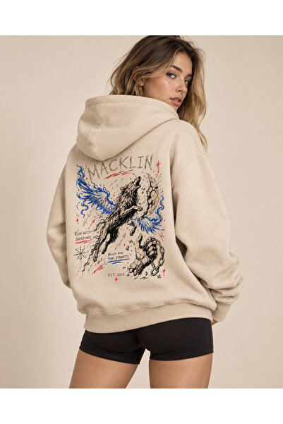 macklin Unisex Γυναικεία Ανδρικά Φούτερ με σχέδιο Wolf Shadow με στάμπα κειμέ...