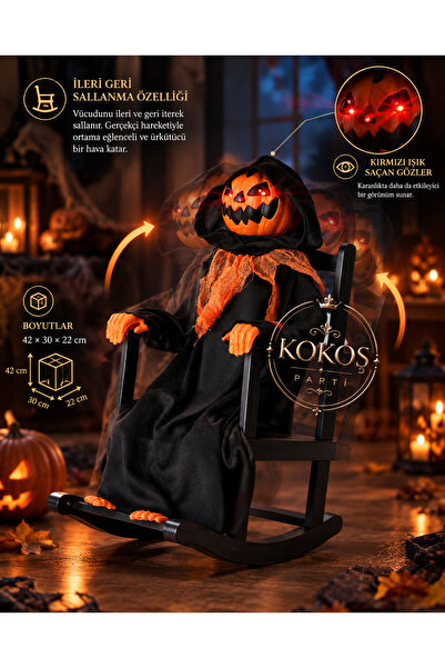 Kokoş Parti Halloween Sallanan Hayalet Balkabağı ● Cadılar Bayramı Işıklı, Ha...