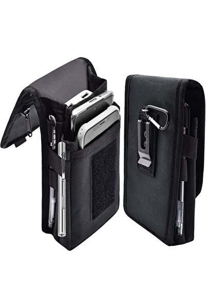 GENERAL Dual Phone Holster, Large Smartphone Belt Pouch, Multi-Purpose Tactic...