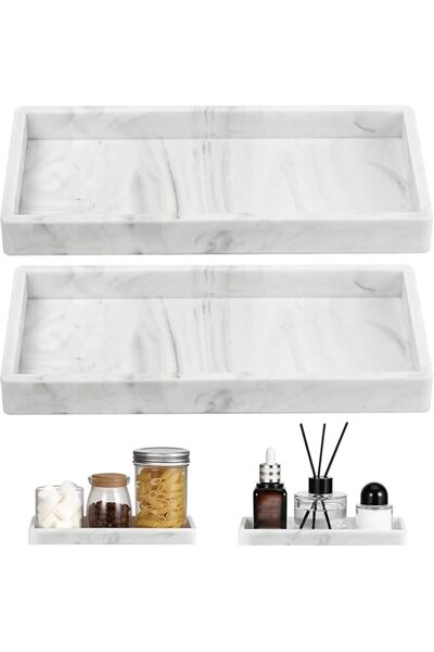 TERRIFI 2PCS Bathroom Vanity Tray, Silicone Organizer Tray, Non-Slip Countert...