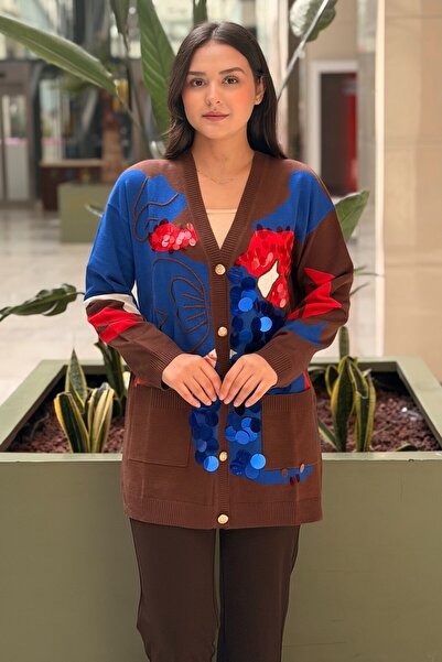 Ghisa Para Pul Sequined Colorful Knitwear Cardigan