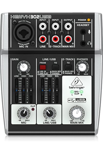 Behringer 302USB 3 Xenyx 5 Input Mixer, BLK