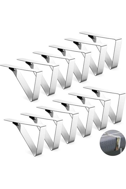 JOYZZZ Xspring Tablecloth Clips, 12 Pack Stainless Steel Table Cloth Clamps, ...